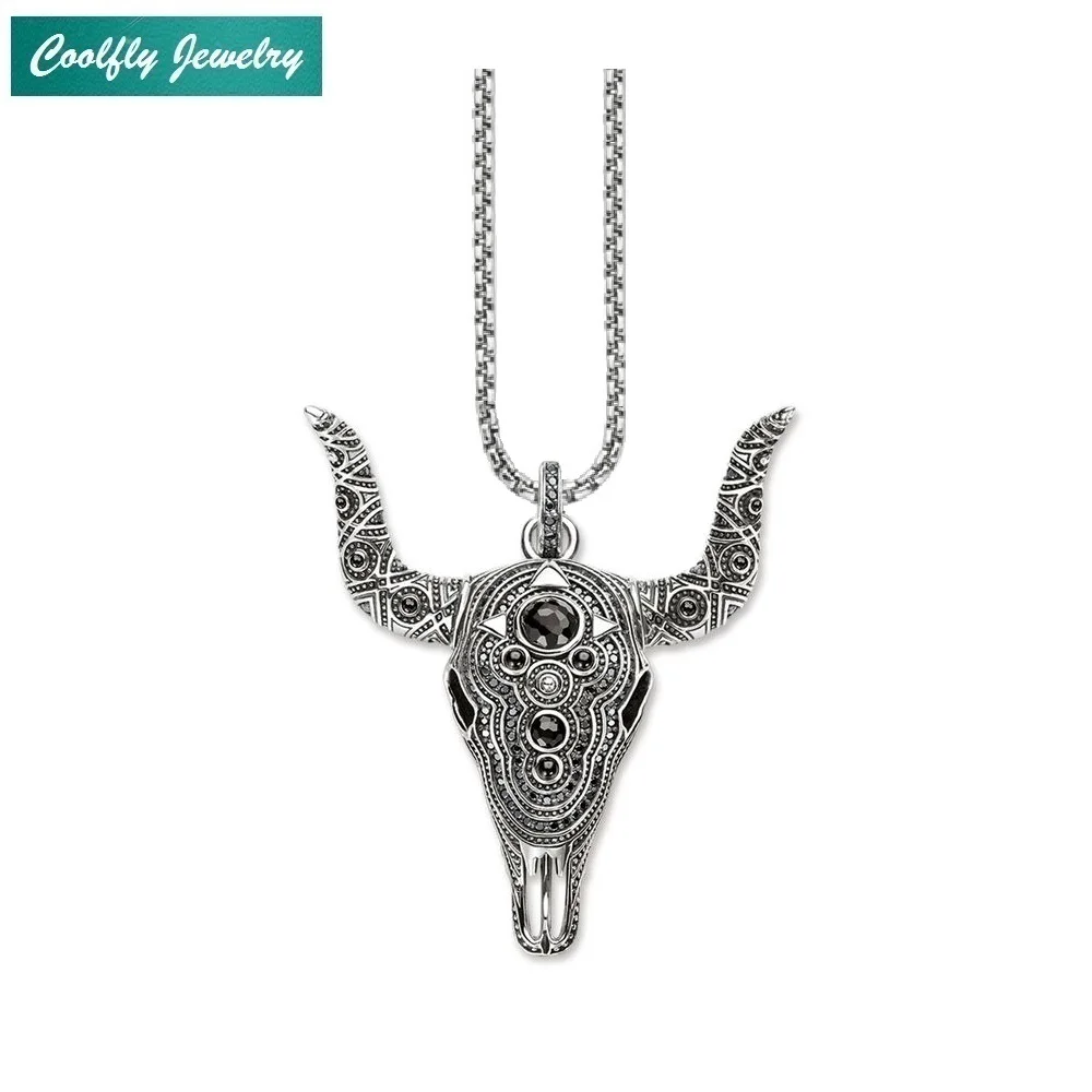 

Buffalo Head Bull Skull Pendants & Necklaces Punk 925 Sterling Silver Rebel Fashion Jewelry Gift Heart For Men And Women Bijoux