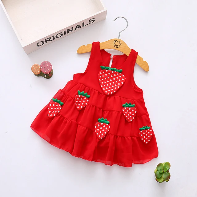 Baby Girl Strawberry Dress Baby 0 3Y Newborn Summer Flower Strawberry ...