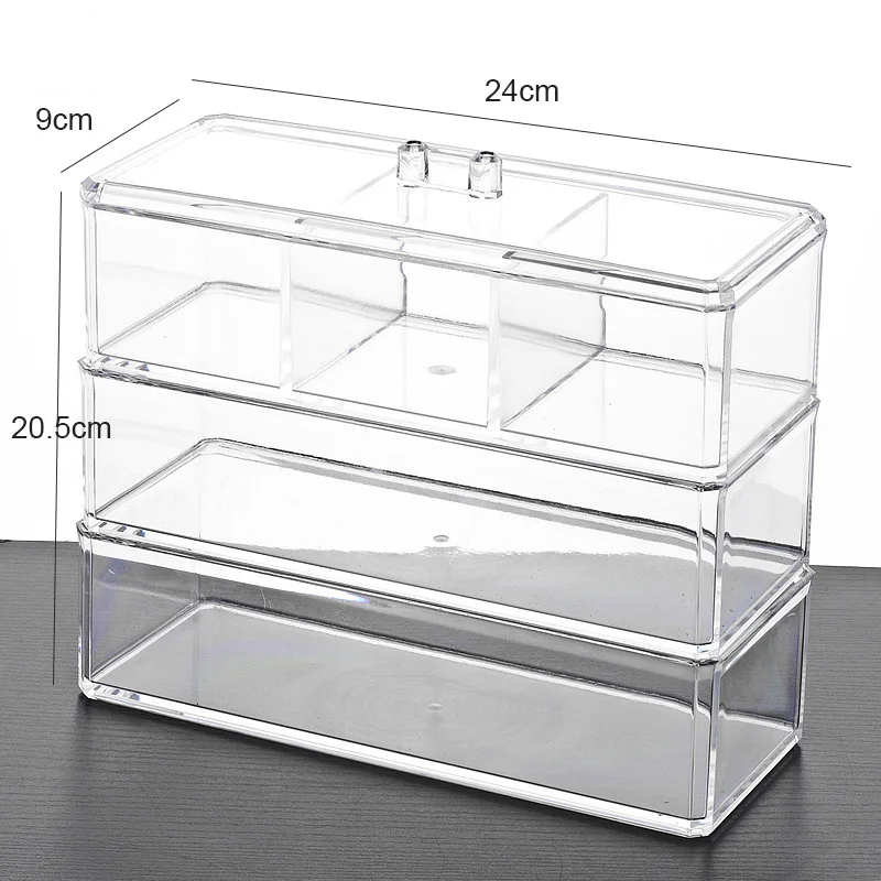 transparent Acrylic Organizer Holder Cotton swab box Makeup Organizer Drawersdesktop Organizer Jewelry Case for Cosmetics