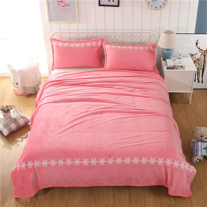 Soft Warm Plush Flannel Fleece Winter Bedsheet Blanket Throw Bed/Sofa