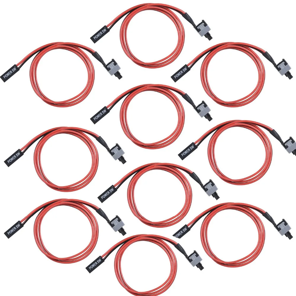 

1/5/10pcs 2 Pin 2P Power SW PC Desktop Power Cable on /off Push Button ATX Computer Switch Wire Line 45cm /1.5 FT