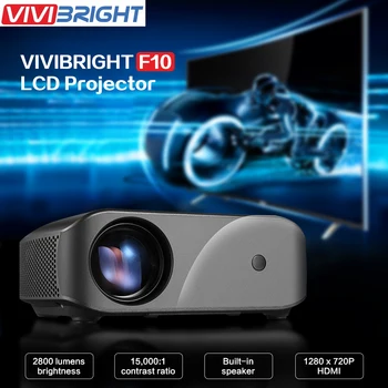

VIVIBRIGHT F10 LCD Projector 1280 x 720P 2800 lumens 300 inch Display Home Entertainment Video Projector 3D HD Video Projector