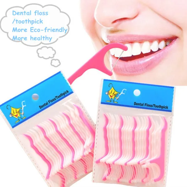 25pcs/lot 1bags Plastic Antimicrobial Toothpick Dental Floss Healthy