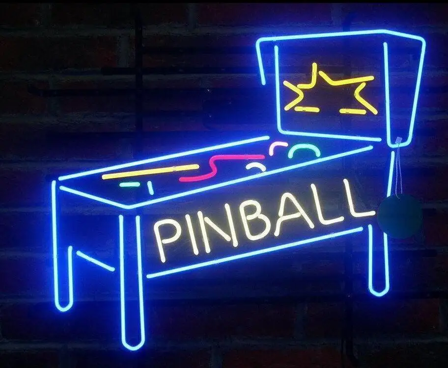 New Play Pinball Here Bar Beer Neon Sign 20"x16" 