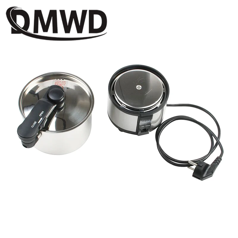 DMWD Мини электрическая рисоварка, пароварка для приготовления пищи, маленький портативный горшок из нержавеющей стали, сковорода для путешествий, суп, сковорода для приготовления пищи, 110 В, 220 В