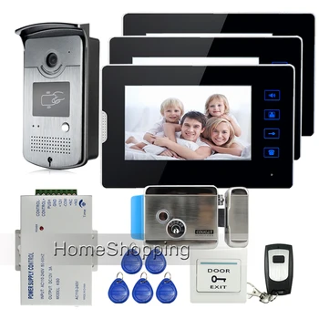 

New Wired 7" Touch Key Screen Video Door Phone Intercom RFID Access Camera + Color Monitor + Electric Control Lock FREE SHIPPING