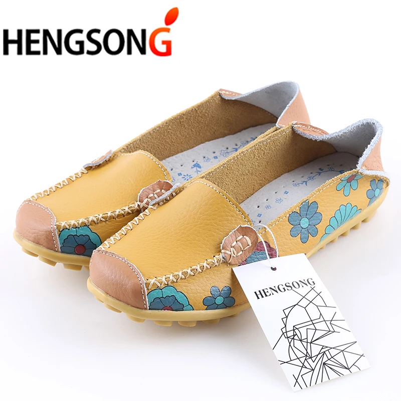 

2019 Spring women flats shoes women genuine leather shoes woman cutout loafers slip on ballet flats boat shoes