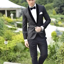 Изготовленный На Заказ Темно-серый мужской свадебный костюм Slim Fit One Button смокинг для шафера, жениха модные смокинги для выпускного вечера для мужчин куртка+ брюки+ бант
