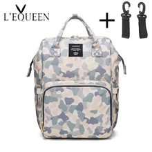 Новая модная сумка для мам с камуфляжным принтом, большая сумка для коляски, сумки для детских подгузников, органайзер для детских подгузников с 2 крючками