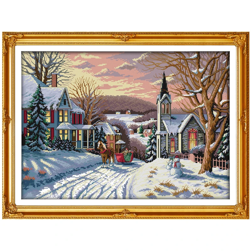 Miglior Snowscape (6) Patterns Contati Punto Croce 11CT 14CT Cross Stitch Set All ingrosso Scenario Kit punto Croce Ricamo Needlework