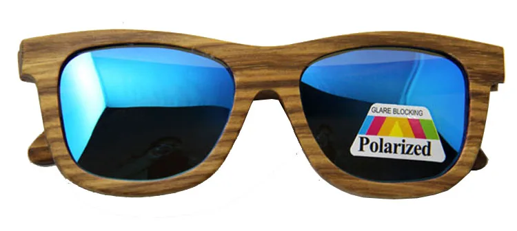 Солнцезащитные очки мужские Поляризованные деревянные очки дизайнерские зеркальные Оригинальные очки солнечные очки - Цвет линз: blue
