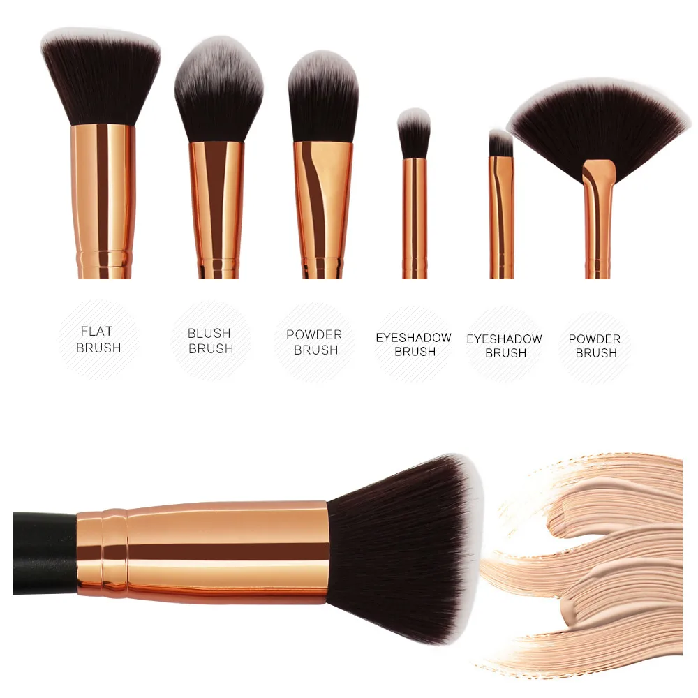 Fashion Girl Product 6Pc Makeup Brushes Set Powder Foundation Eyeshadow Eyeliner Lip Cosmetic Brush Pincel de maquiagem zsmw