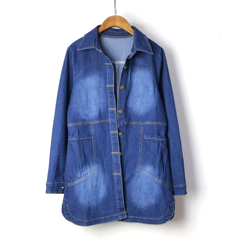 new Women Demin Jacket coat loose Sping Autumn Jeans Coat Vintage Women Lapel Long Sleeve Single Breasted Jacket loose ladies blouse dress spring autumn casual women demin jeans long sleeve nursing dress vestidos women s clothing oversize