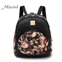 3D druck floral PU leder nieten reißverschluss rucksack weiblichen 2016 trendy designer schultaschen teen mädchen reisen mochilas frauen