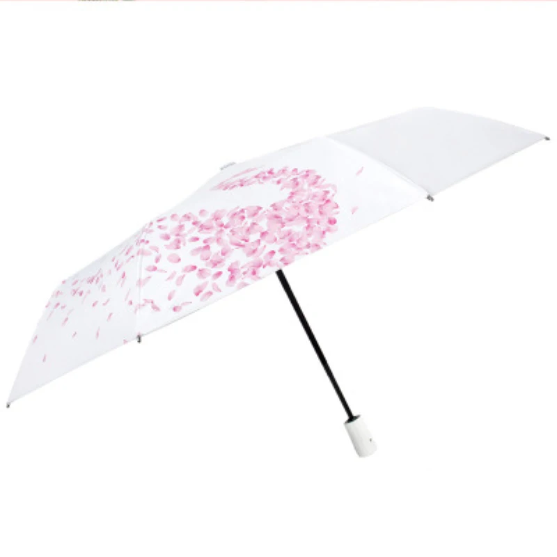 

Lovely Pink Swan Automatic Women Umbrella Three Folding Umbrellas Windproof Anti UV Sun Umbrella Portable Travel Pocket Umbrella