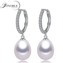 Wedding natural freshwater pearl hoop earrings women,white pink 925 sterling silver pearl earring jewelry for girl birthday gift Wedding natural freshwater pearl hoop earrings women,white pink 925 sterling silver pearl earring jewelry for girl birthday gift