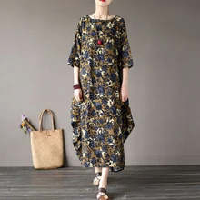 Летнее платье Мода года женское платье vestidos свободные роковой Лен Платья для вечеринок