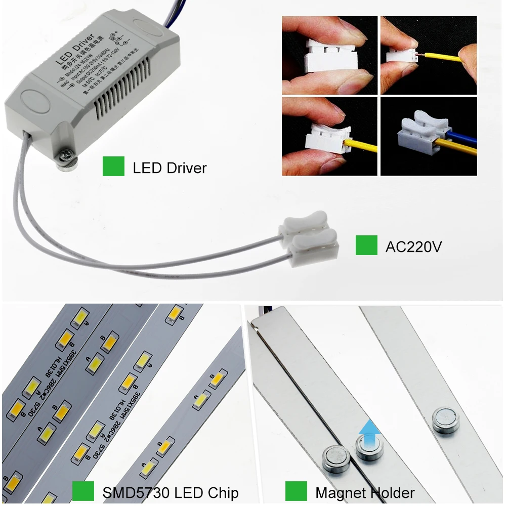 Высокая яркость 5730 LED бар огни светодиодные трубки для потолочного светильника с хорошим качеством драйвер питания AC220V только