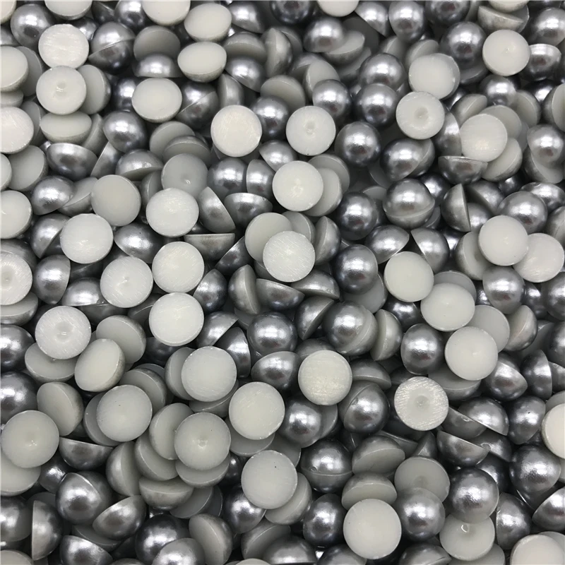 4-10mm White Imitation Pearl Half Round Pearl Bead Flat Back Scrapbook For Phone Case Scrapbook Women Nail Art Jewelry Making