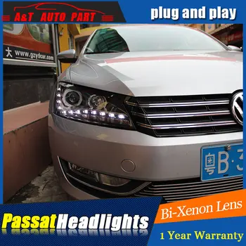 

2011-2015 For vw passat b7 headlights car styling bi xenon lens LED guide bar DRL H7 xenon head lamps parking lights
