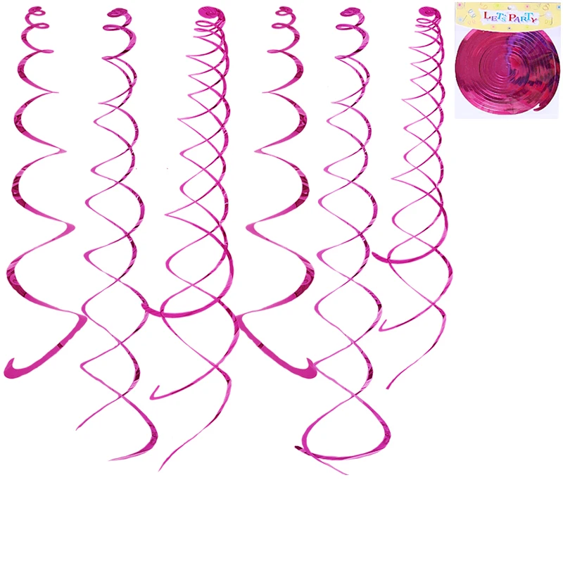 Us 3 76 12pcs Hanging Fuchsia Ceiling Hanging Foil Swirls Banner Dangling Streamers Spiral Ornament Wedding Birthday Party Supplies In Banners