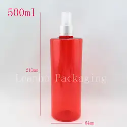 500 мл X 10 красного цвета пустой спрей для закрепления макияжа пластмассовые бутылки с помпой, 500cc тумана опрыскиватель насос многоразового