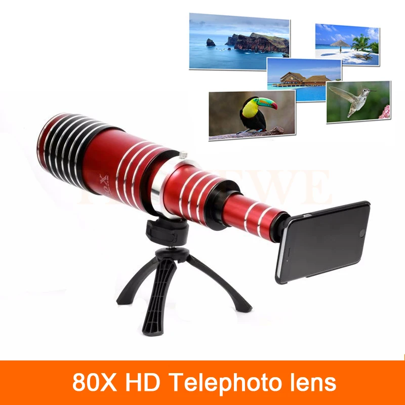 

High-end 3in1 80X Metal Zoom Telephoto Lens For iPhone 4 4s 5 5s 6 6s 7 Plus Samsung Telescope Mobile Phone Camera Lenses kit