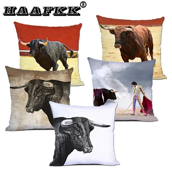 

Animal Bull Creative Cushion Cover Bullfighting Office Living Room Set Decoration Home Decoration 45x45cm