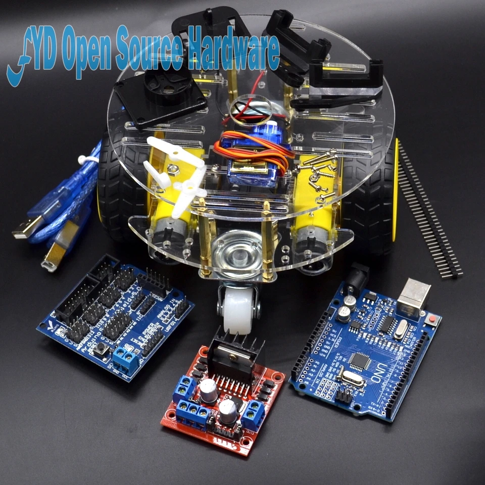 

1Set 2WD Mini Round Double-Deck Smart Robot Car Chassis + 1 set Control Suite