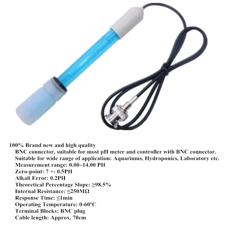 PH Controller Aquarium Hydroponic  Electrode Probe BNC Connector Meter Sensor PH 