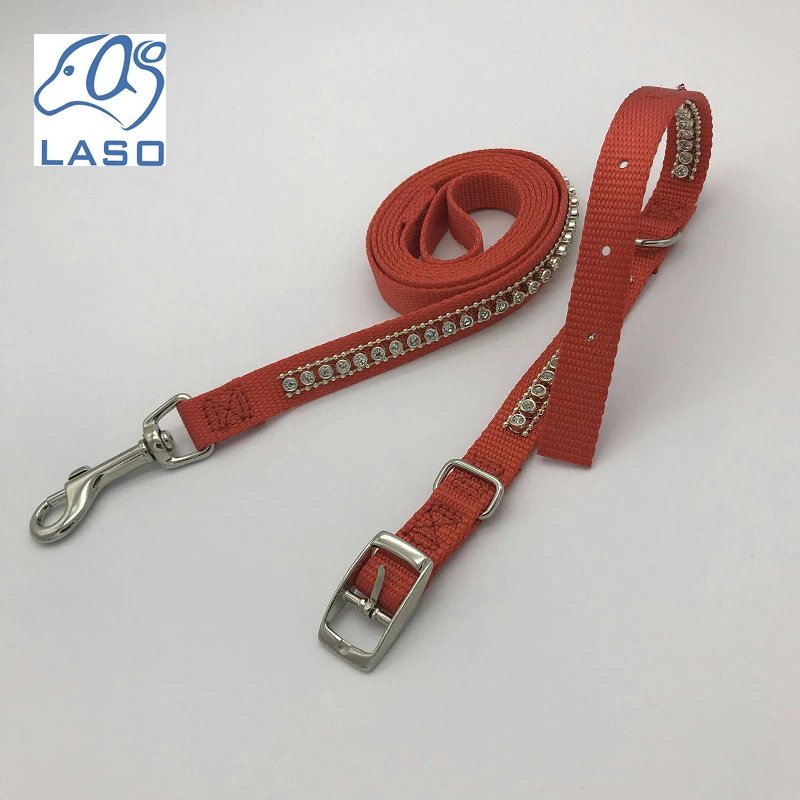 Goedkoop Huisdier Kleine Hond Aangelijnd En Kraag Set Rhinestone Verstelbare Riem Gesp Kraag Nylon Leash Chihuahua Puppy Kleine Honden HY044 XS