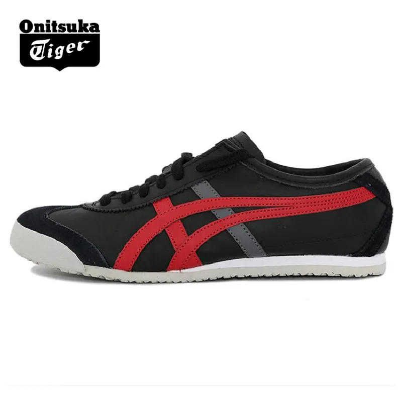 2018 ONITSUKA TIGER/Мужская и женская обувь Мехико 66 черные красные кожаные резиновые