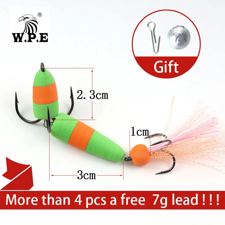  W.P.E New Fishing Lure 1pcs M Swim Bait Soft Lure High Density Foam Lure Fishing Tackle Multicolor 