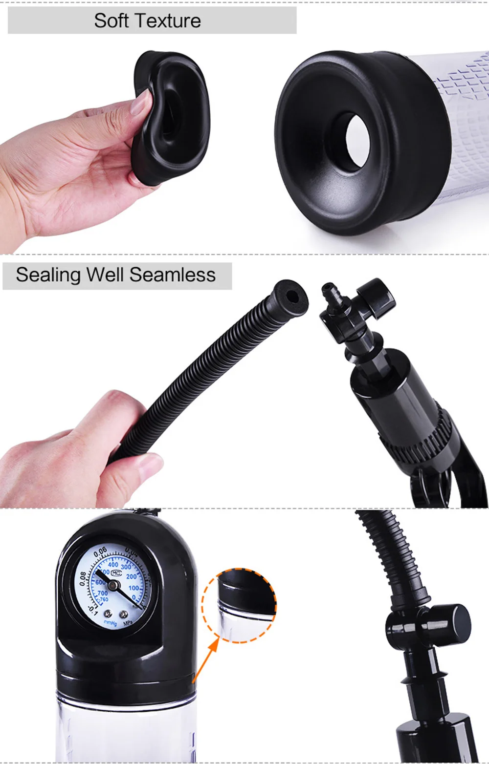 CANWIN Manual Penis Pump Enlargement Pumps Strong Suction Sex Toy Adult Product penis enlargement extender for Men 5