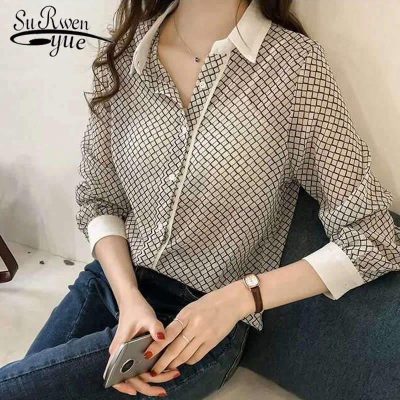 

Autumn Plus Size 3XL 4XL Blouse Women Striped top female Fashion Chiffon Blouse Shirt 2019 Long Sleeve Shirt Women Blusa 1175 40