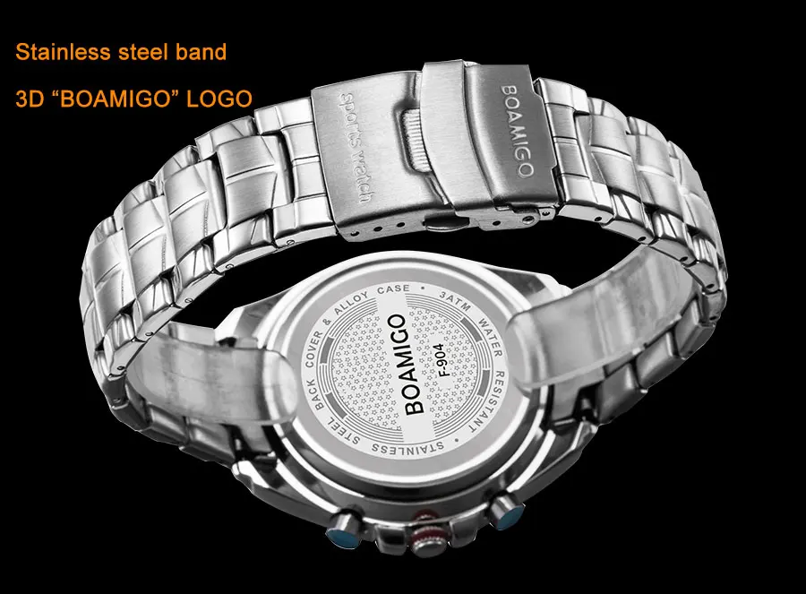 BOAMIGO Топ люксовый бренд для мужчин спортивные часы Военная мода Бизнес Сталь Цифровые кварцевые часы подарок часы relogio masculino