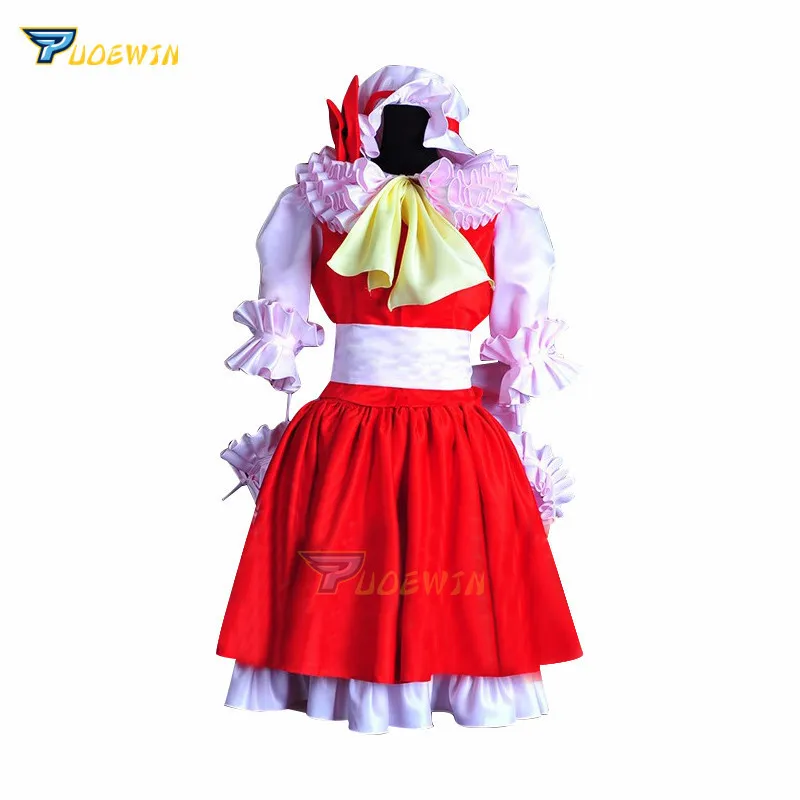 Костюм для косплея из атласа с принтом аниме Touhou Project фландрим алый хакури рейму