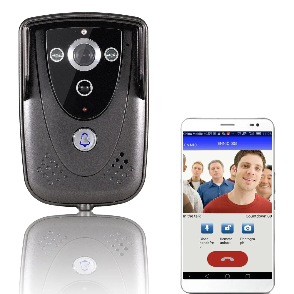 Free shipping Wireless WiFi Video Door Phone DoorBell Home Intercom System IR Night Vision IOS Camera WIFI005B For Apartment ennio touch key wireless video door phone wifi doorbell wifi intercom home intercom system ir camera