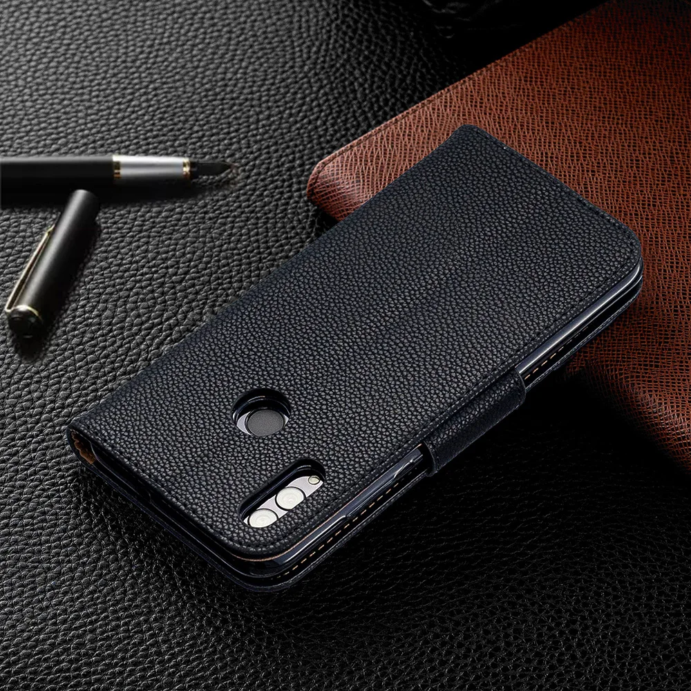 Wallet Phone Case for Huawei Psmart 2019 PU Leather Auto Folio Flip Cover Stand Magetic Closure with Card Holder
