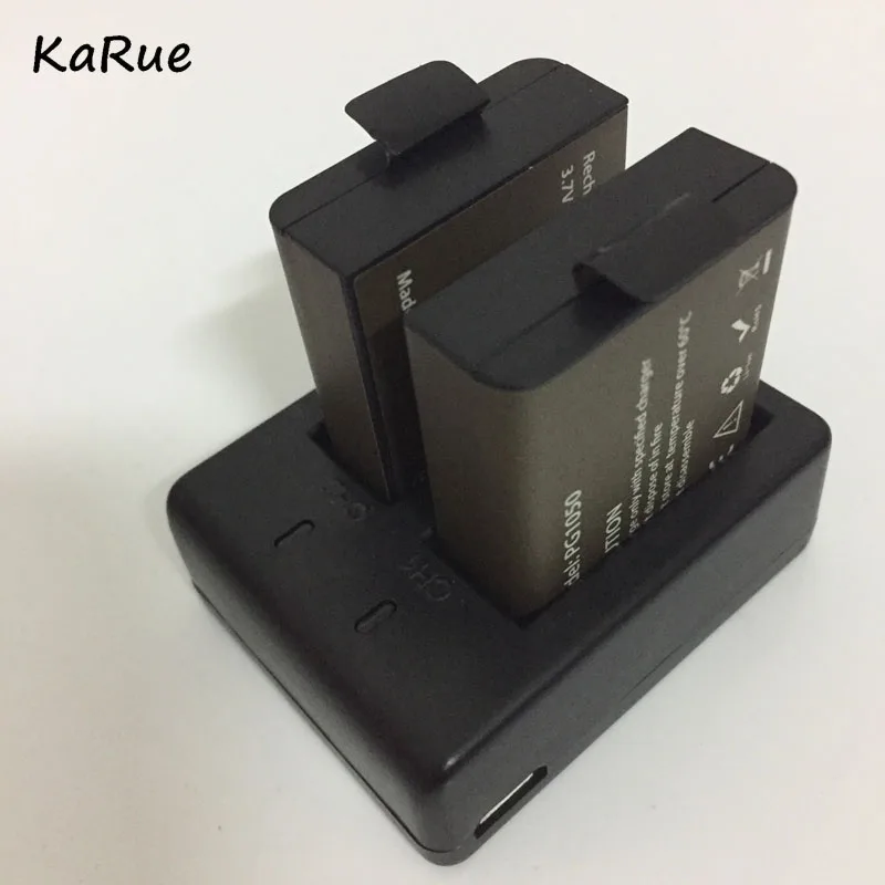 

KaRue Battery (PG1050 Batteries ) + Dual USB Charger For SJCAM SJ4000 sj9000 H9 H9R H8 H8R H8PRO SOOCOO C30 Sport Camera