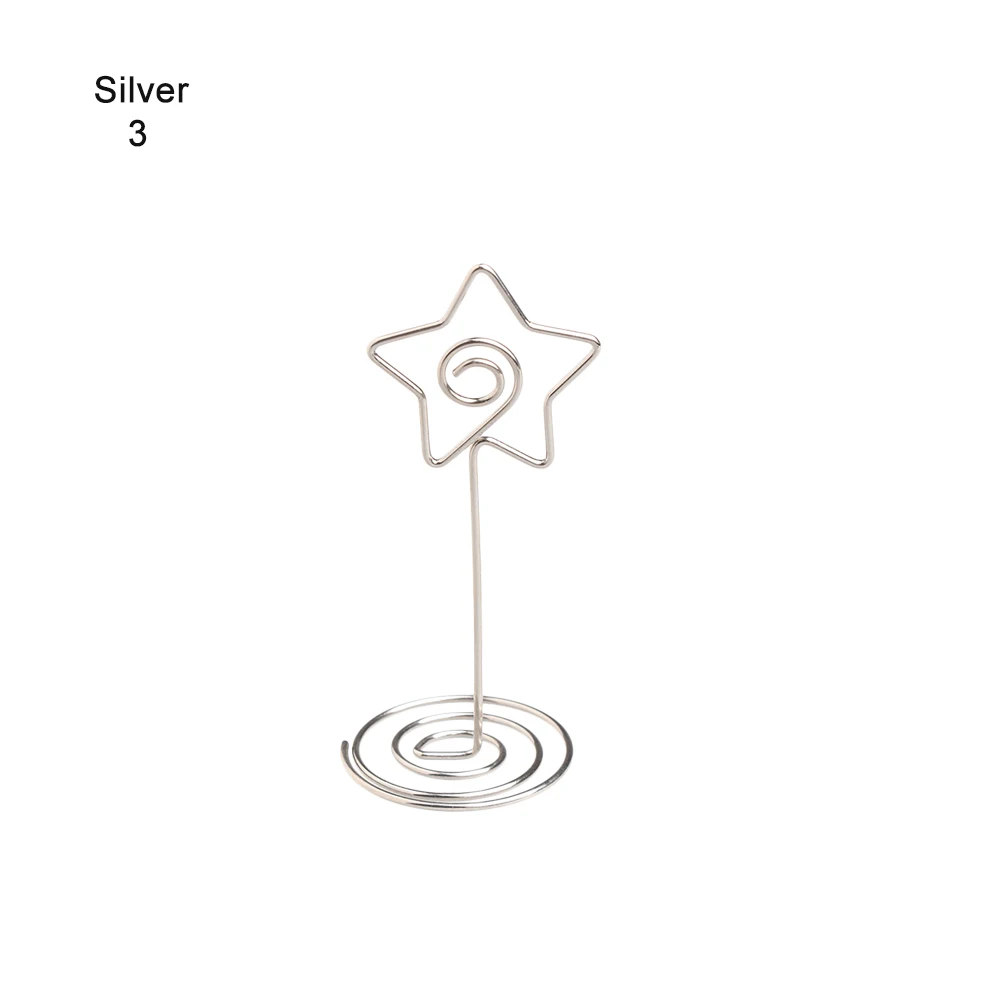 silver 3 1 шт., металлический держатель для карт для свадебной вечеринки, романтическое сердце, зажим для фотографий, настольная подставка, украшение для рабочего стола - Цвет: silver 3
