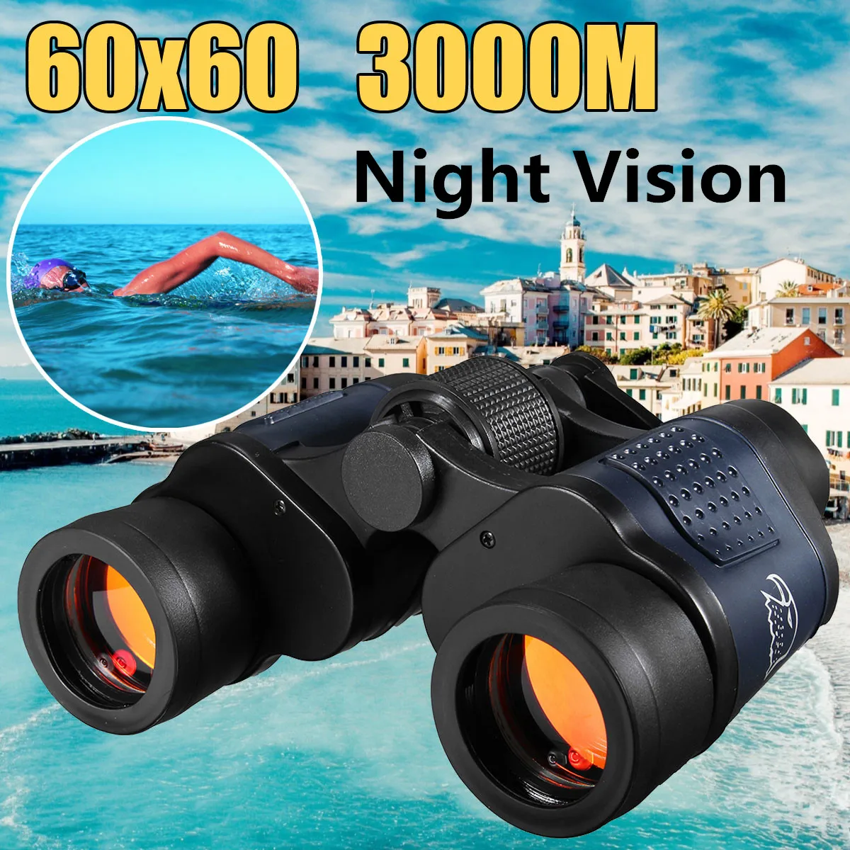 60X60 Optical Telescope Night Vision Binoculars High Clarity 3000M Binocular Spotting Scope Outdoor Hunting Sports Eyepiece