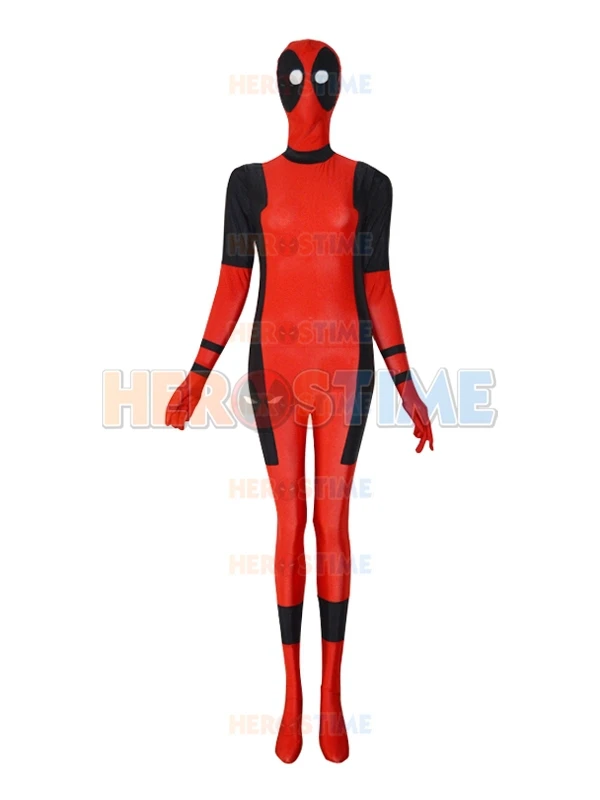 Deadpool costume Female Style Sector Eyes fullbody Deadpool Superhero Costume halloween zentai suit free shipping