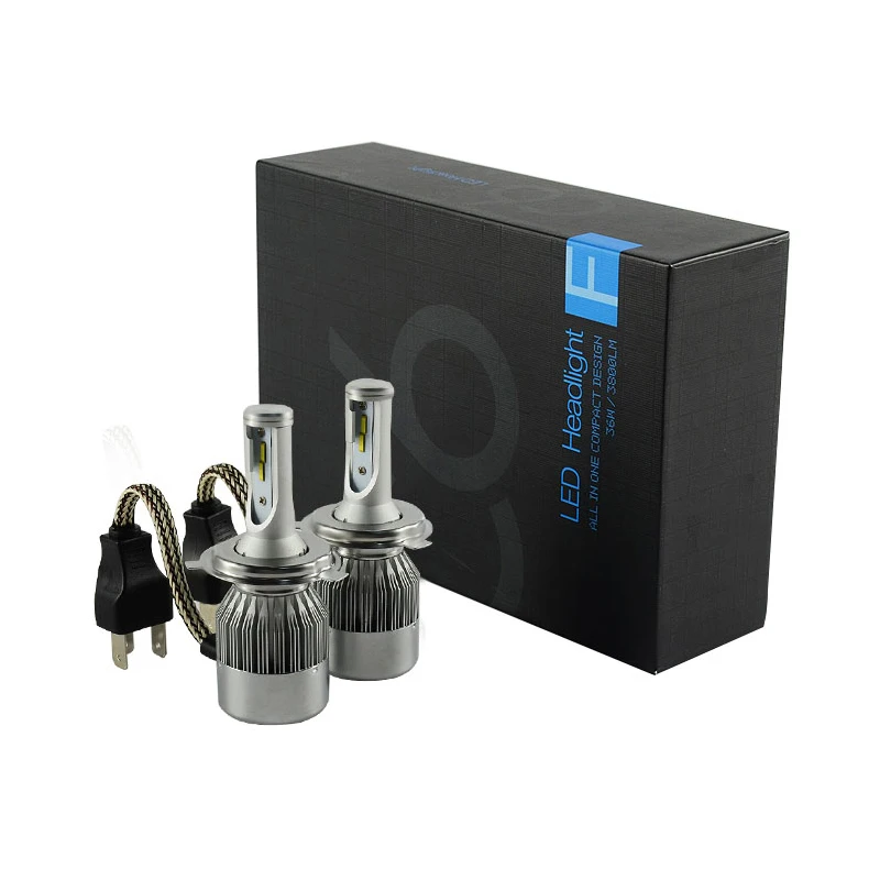 PAMPSEE C6F CSP Chip Led Headlight Bulb H3 H7 H4 H11 72W 7600LM Turbo Fan Cool White 6k Truck Replacement Kits LED Headlamp Bulb