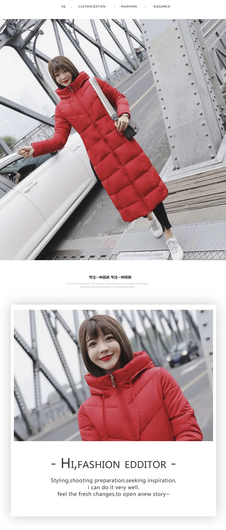 Fashion Down Long Red White Black Hoodie Parkas Warm Jackets Thick Female Coat Christmas Autumn Winter Women Plus Size Jacket