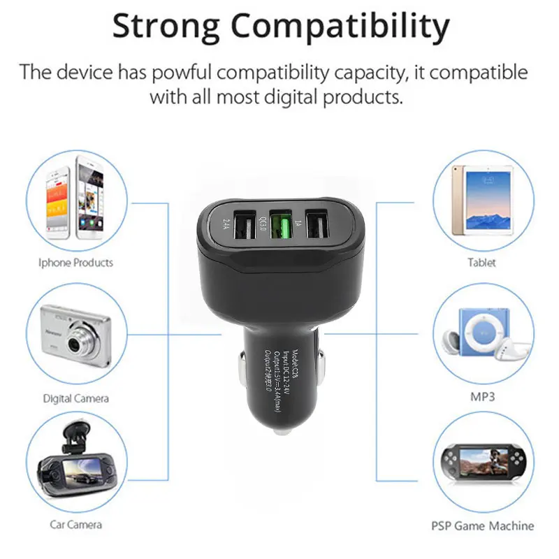 Vehemo QC 3,0 5 в USB Автомобильное зарядное устройство Электроника розетка Универсальный адаптер питания