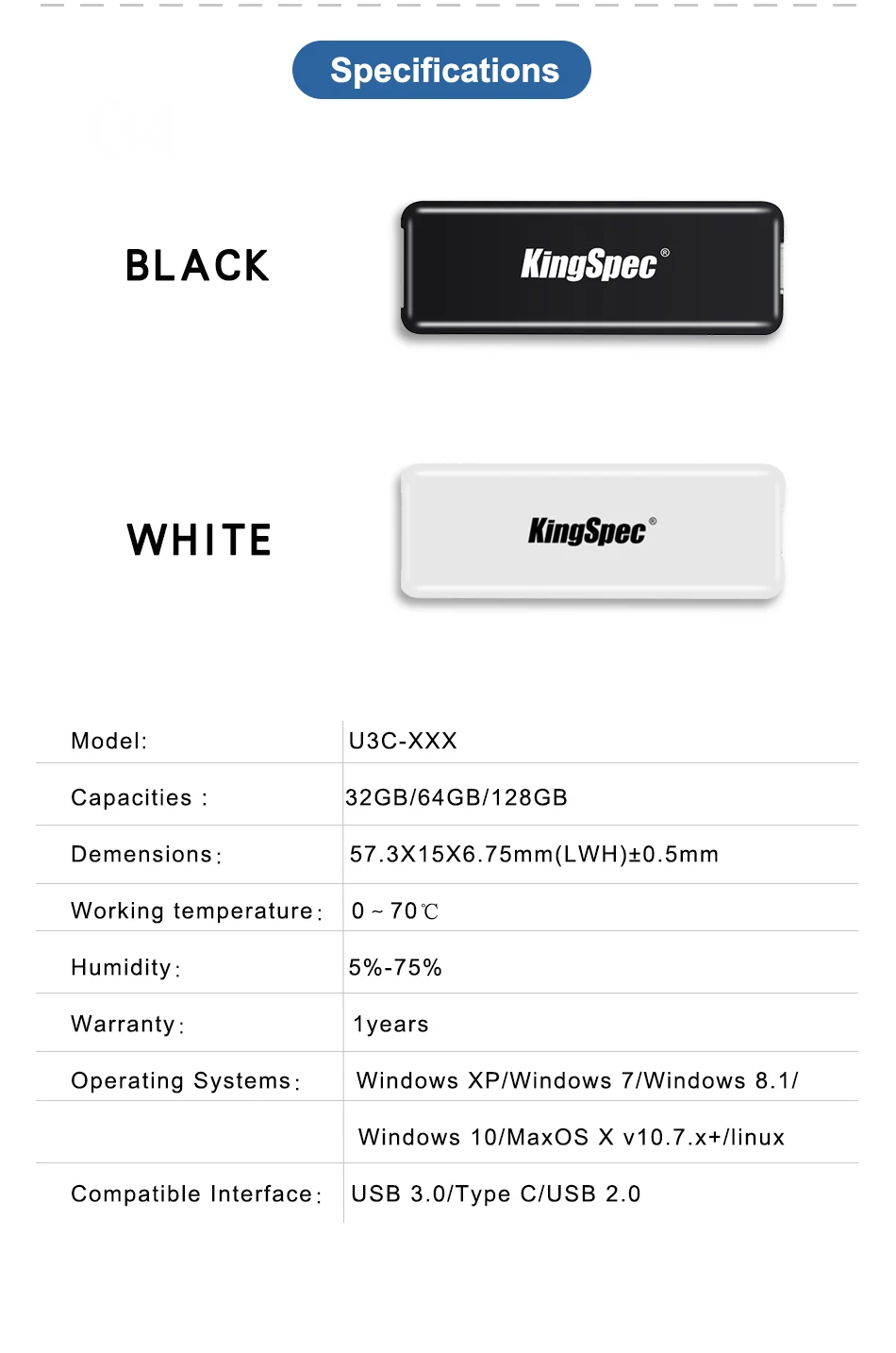 Смартфон type C USB 3,0 32 ГБ флэш-накопитель 32 Гб 64 Гб 128 ГБ металлическая u-образная Флешка карта памяти высокоскоростной KingSpec поступление