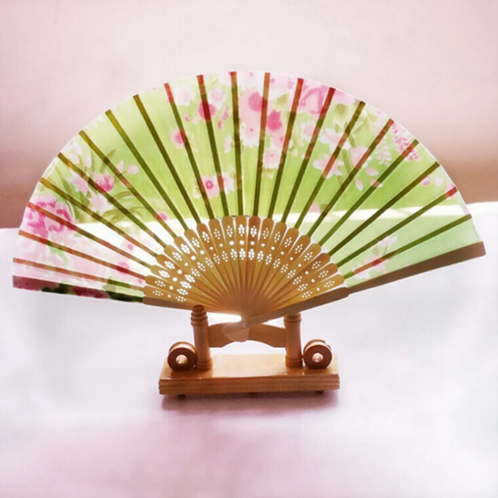 

21cm Flower Printing Bamboo Folding Hand Fan Chinese Wedding Party Random pattern and color