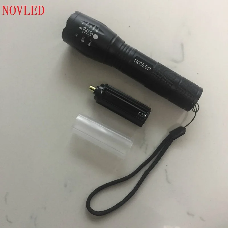 

8000 Lumens Flashlight 5-Mode CREE XM-L T6 LED Flashlight Zoomable Focus Torch by 1*18650 Battery or 3*AAA Battery free shipping