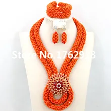 Топ фирменный дизайн Роскошные нигерийские Свадебные африканские Кристальные бусины комплекты украшений для женщин как рождественский подарок
